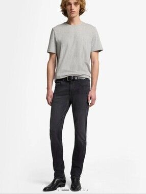 7 For All Mankind Mens Slim Straight Luxe Performance Slimmy Plus Size 33 X 35